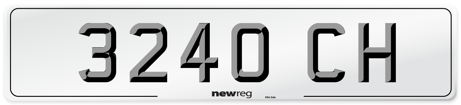 3240 CH Number Plate from New Reg
